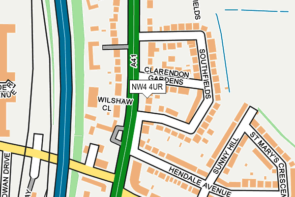 NW4 4UR map - OS OpenMap – Local (Ordnance Survey)
