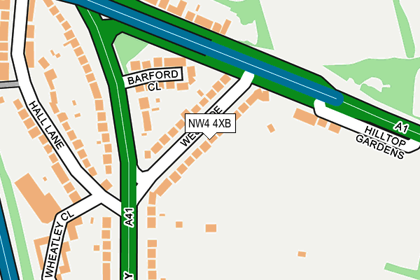 NW4 4XB map - OS OpenMap – Local (Ordnance Survey)
