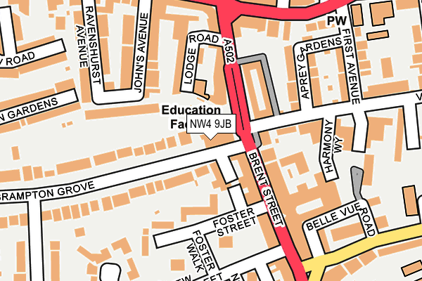 NW4 9JB map - OS OpenMap – Local (Ordnance Survey)