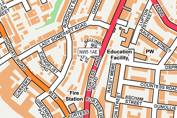 NW5 1AE map - OS OpenMap – Local (Ordnance Survey)