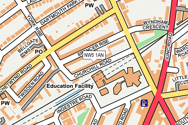 NW5 1AN map - OS OpenMap – Local (Ordnance Survey)