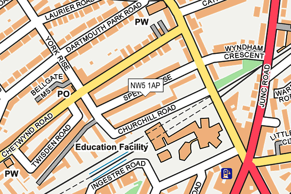 NW5 1AP map - OS OpenMap – Local (Ordnance Survey)