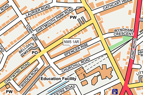 NW5 1AR map - OS OpenMap – Local (Ordnance Survey)