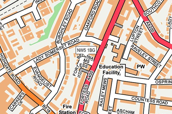 NW5 1BG map - OS OpenMap – Local (Ordnance Survey)