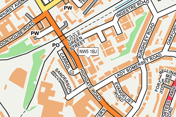 NW5 1BJ map - OS OpenMap – Local (Ordnance Survey)
