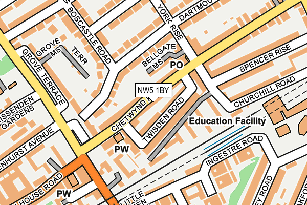 NW5 1BY map - OS OpenMap – Local (Ordnance Survey)
