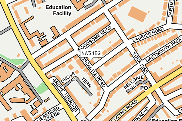 NW5 1EG map - OS OpenMap – Local (Ordnance Survey)