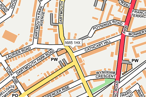NW5 1HX map - OS OpenMap – Local (Ordnance Survey)