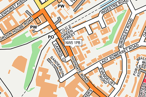 NW5 1PB map - OS OpenMap – Local (Ordnance Survey)