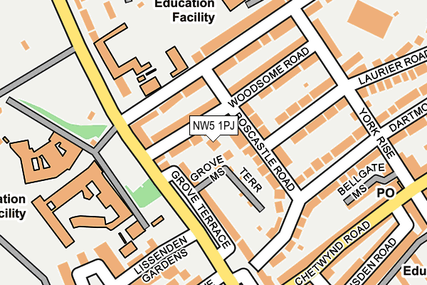 NW5 1PJ map - OS OpenMap – Local (Ordnance Survey)