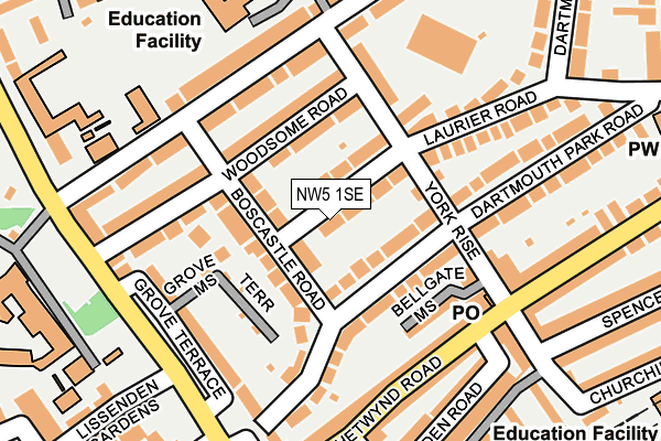 NW5 1SE map - OS OpenMap – Local (Ordnance Survey)