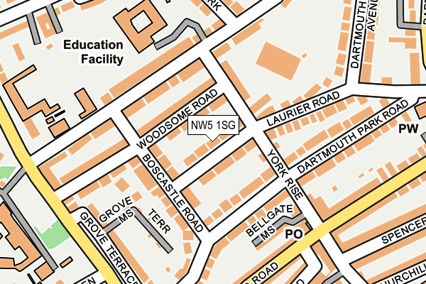 NW5 1SG map - OS OpenMap – Local (Ordnance Survey)