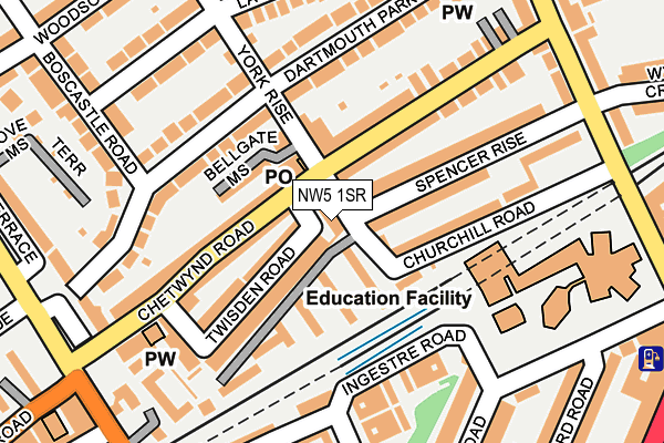NW5 1SR map - OS OpenMap – Local (Ordnance Survey)