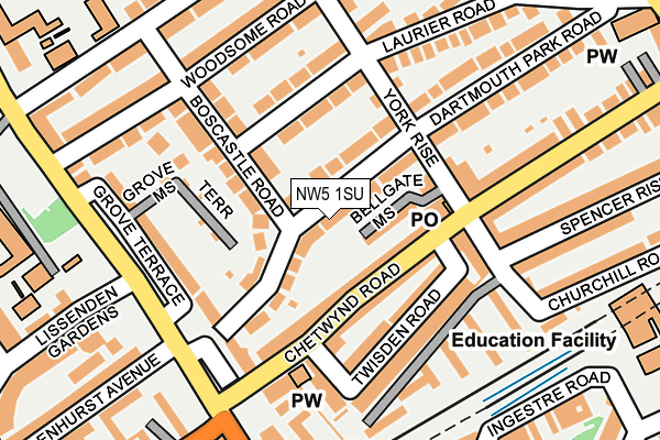 NW5 1SU map - OS OpenMap – Local (Ordnance Survey)