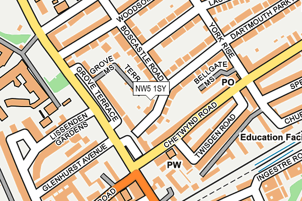 NW5 1SY map - OS OpenMap – Local (Ordnance Survey)