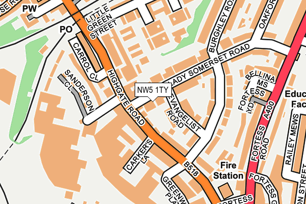 NW5 1TY map - OS OpenMap – Local (Ordnance Survey)