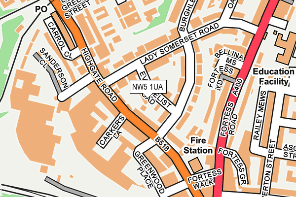 NW5 1UA map - OS OpenMap – Local (Ordnance Survey)