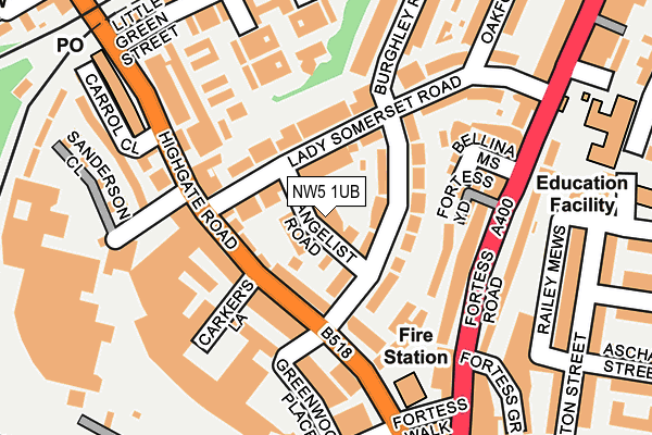 NW5 1UB map - OS OpenMap – Local (Ordnance Survey)