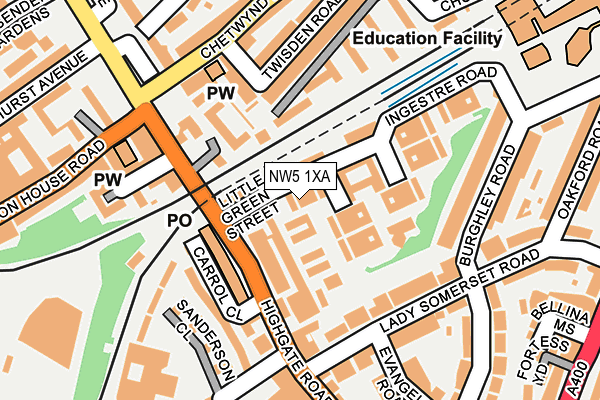 NW5 1XA map - OS OpenMap – Local (Ordnance Survey)