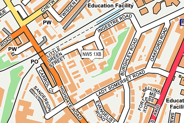 NW5 1XB map - OS OpenMap – Local (Ordnance Survey)