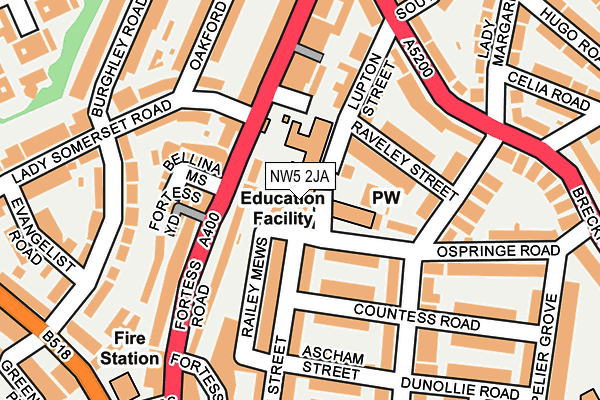 NW5 2JA map - OS OpenMap – Local (Ordnance Survey)