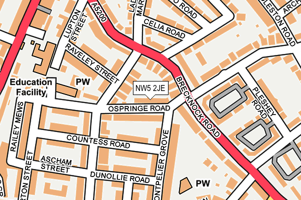 NW5 2JE map - OS OpenMap – Local (Ordnance Survey)