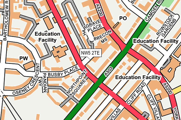 NW5 2TE map - OS OpenMap – Local (Ordnance Survey)