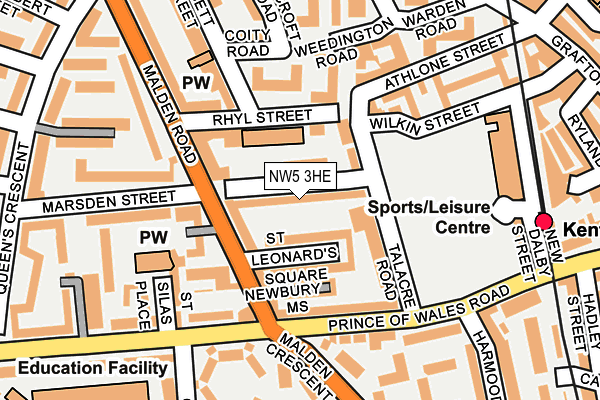 NW5 3HE map - OS OpenMap – Local (Ordnance Survey)