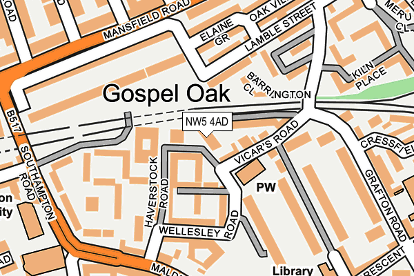 NW5 4AD map - OS OpenMap – Local (Ordnance Survey)