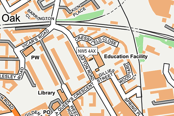 NW5 4AX map - OS OpenMap – Local (Ordnance Survey)
