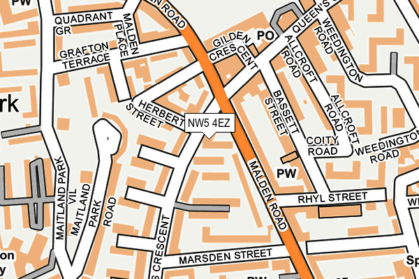 NW5 4EZ map - OS OpenMap – Local (Ordnance Survey)