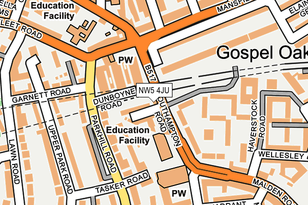 NW5 4JU map - OS OpenMap – Local (Ordnance Survey)