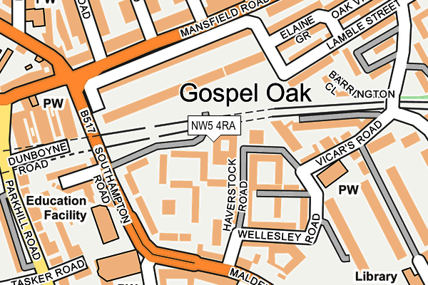 NW5 4RA map - OS OpenMap – Local (Ordnance Survey)