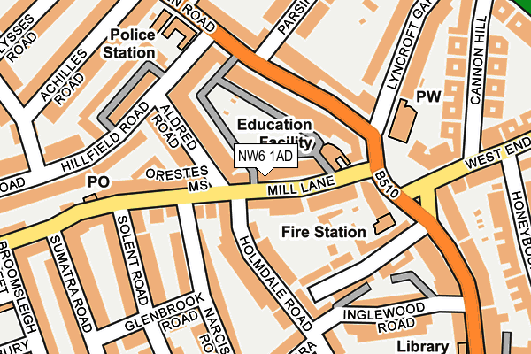 NW6 1AD map - OS OpenMap – Local (Ordnance Survey)