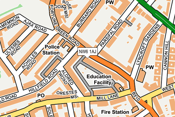 NW6 1AJ map - OS OpenMap – Local (Ordnance Survey)