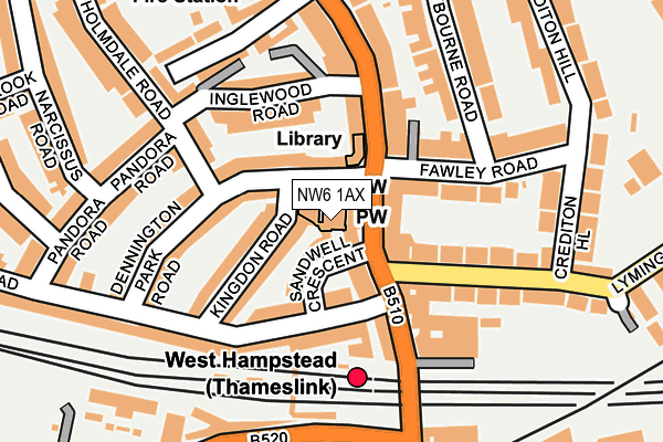 NW6 1AX map - OS OpenMap – Local (Ordnance Survey)