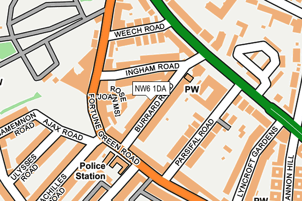 NW6 1DA map - OS OpenMap – Local (Ordnance Survey)