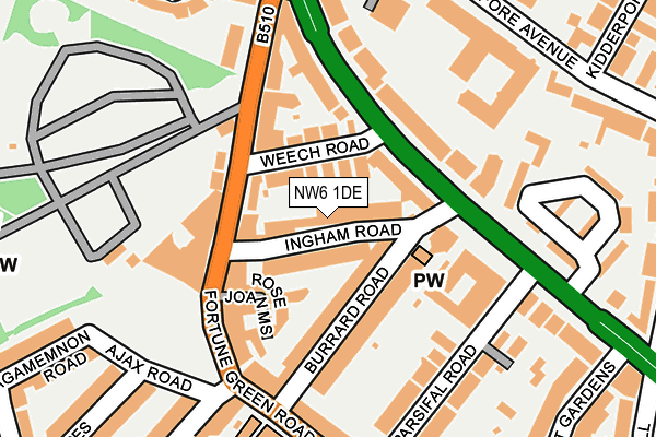 NW6 1DE map - OS OpenMap – Local (Ordnance Survey)