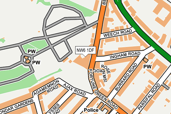 NW6 1DF map - OS OpenMap – Local (Ordnance Survey)