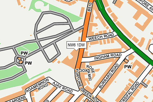 NW6 1DW map - OS OpenMap – Local (Ordnance Survey)