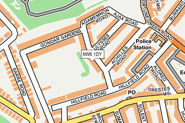 NW6 1DY map - OS OpenMap – Local (Ordnance Survey)