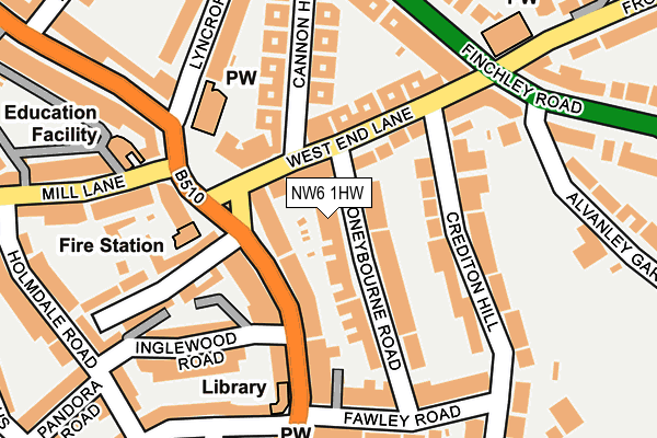 NW6 1HW map - OS OpenMap – Local (Ordnance Survey)