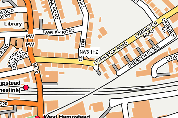 NW6 1HZ map - OS OpenMap – Local (Ordnance Survey)