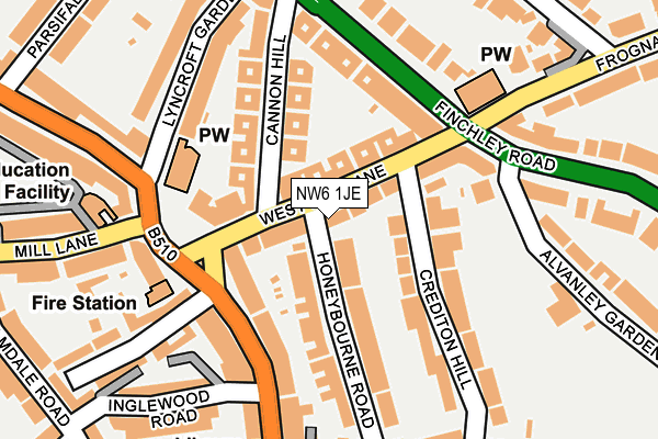 NW6 1JE map - OS OpenMap – Local (Ordnance Survey)