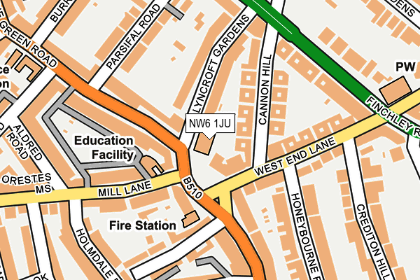 NW6 1JU map - OS OpenMap – Local (Ordnance Survey)