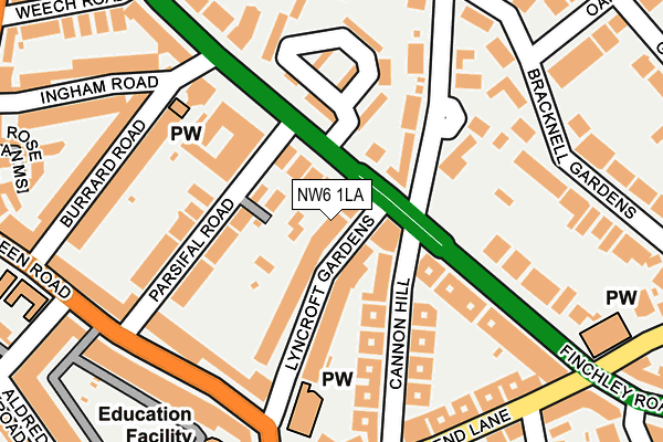 NW6 1LA map - OS OpenMap – Local (Ordnance Survey)