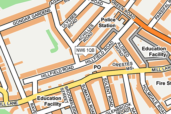 NW6 1QB map - OS OpenMap – Local (Ordnance Survey)