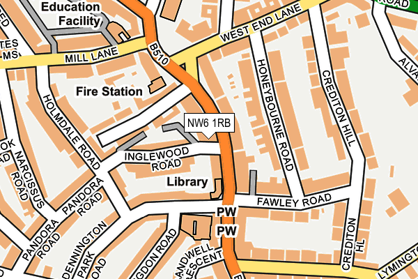 NW6 1RB map - OS OpenMap – Local (Ordnance Survey)