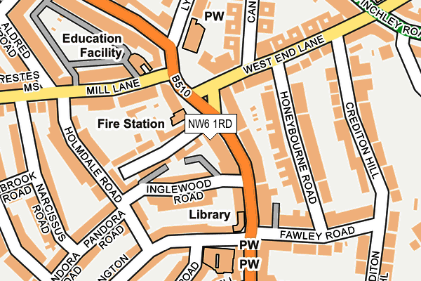 NW6 1RD map - OS OpenMap – Local (Ordnance Survey)