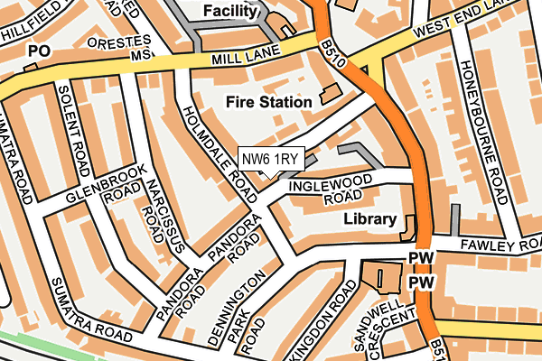 NW6 1RY map - OS OpenMap – Local (Ordnance Survey)